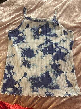 Cat & Jack Blue and White Tie-Dye Ribbed Cami